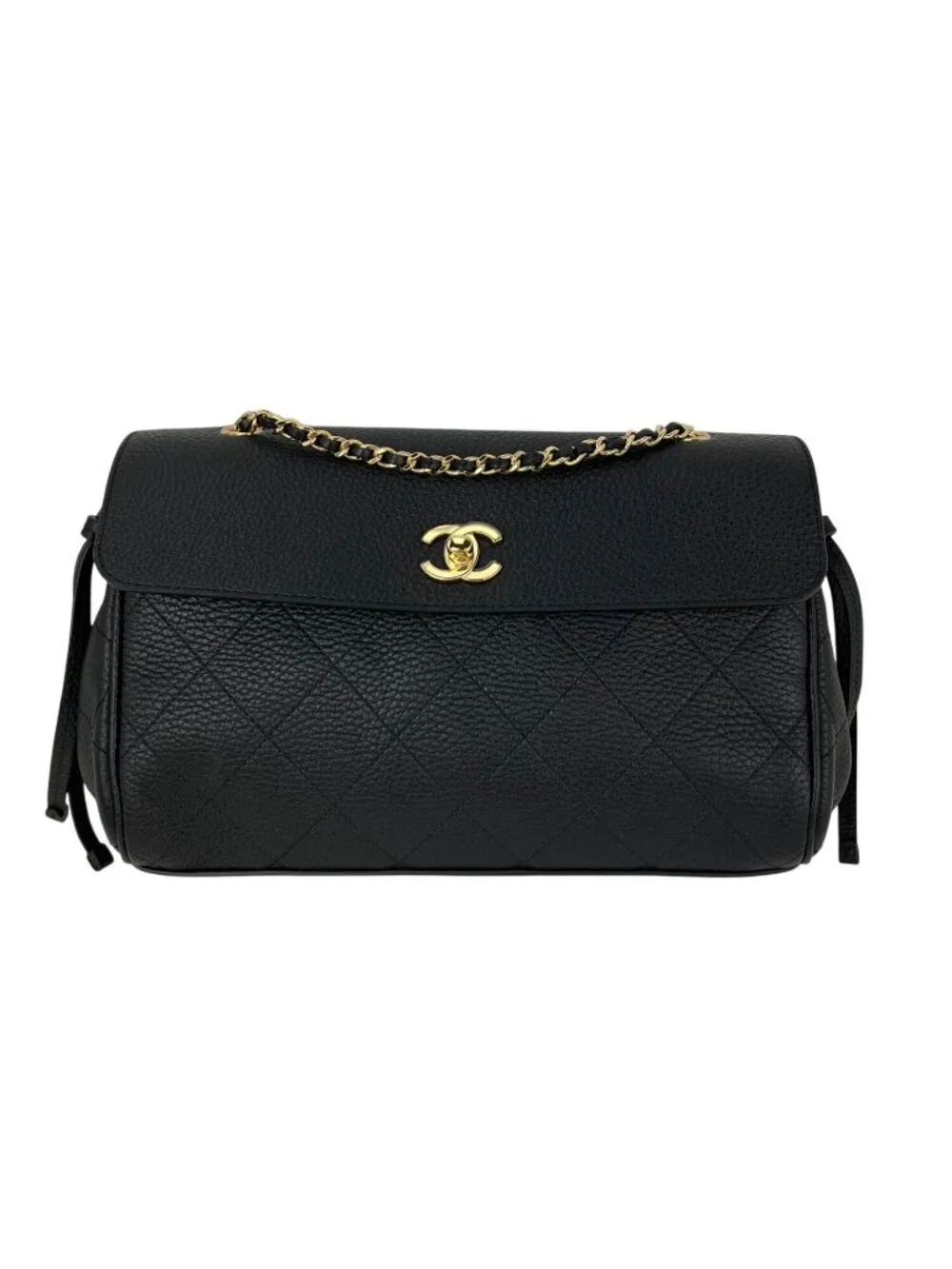 Chanel Urban Essentials Large Flap Bag Black Leather Shoulder Bag RARE